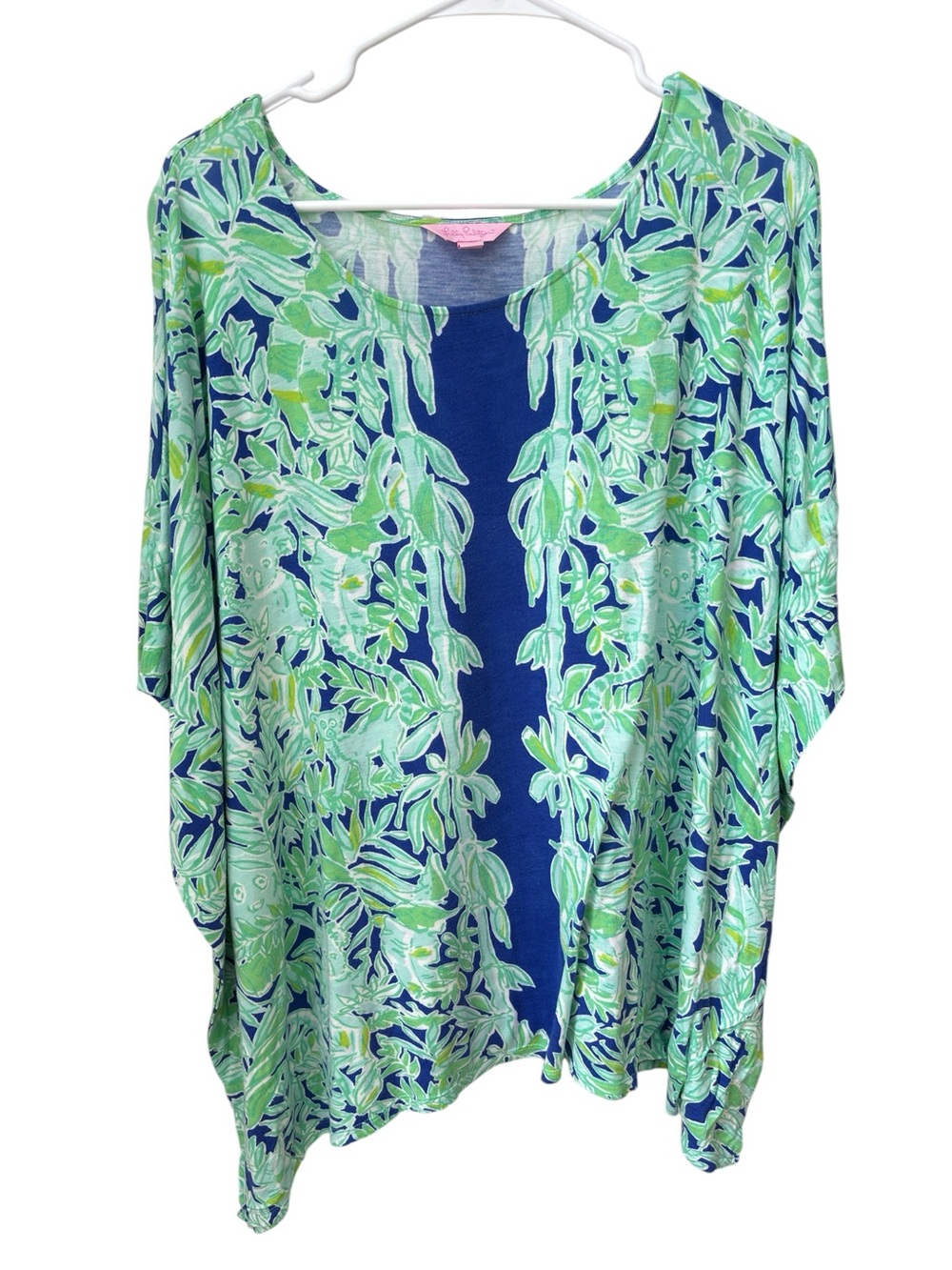 Lilly Pulitzer Novelty Print Koala Bear Print Top Women’s L/XL Blue Boho Artsy